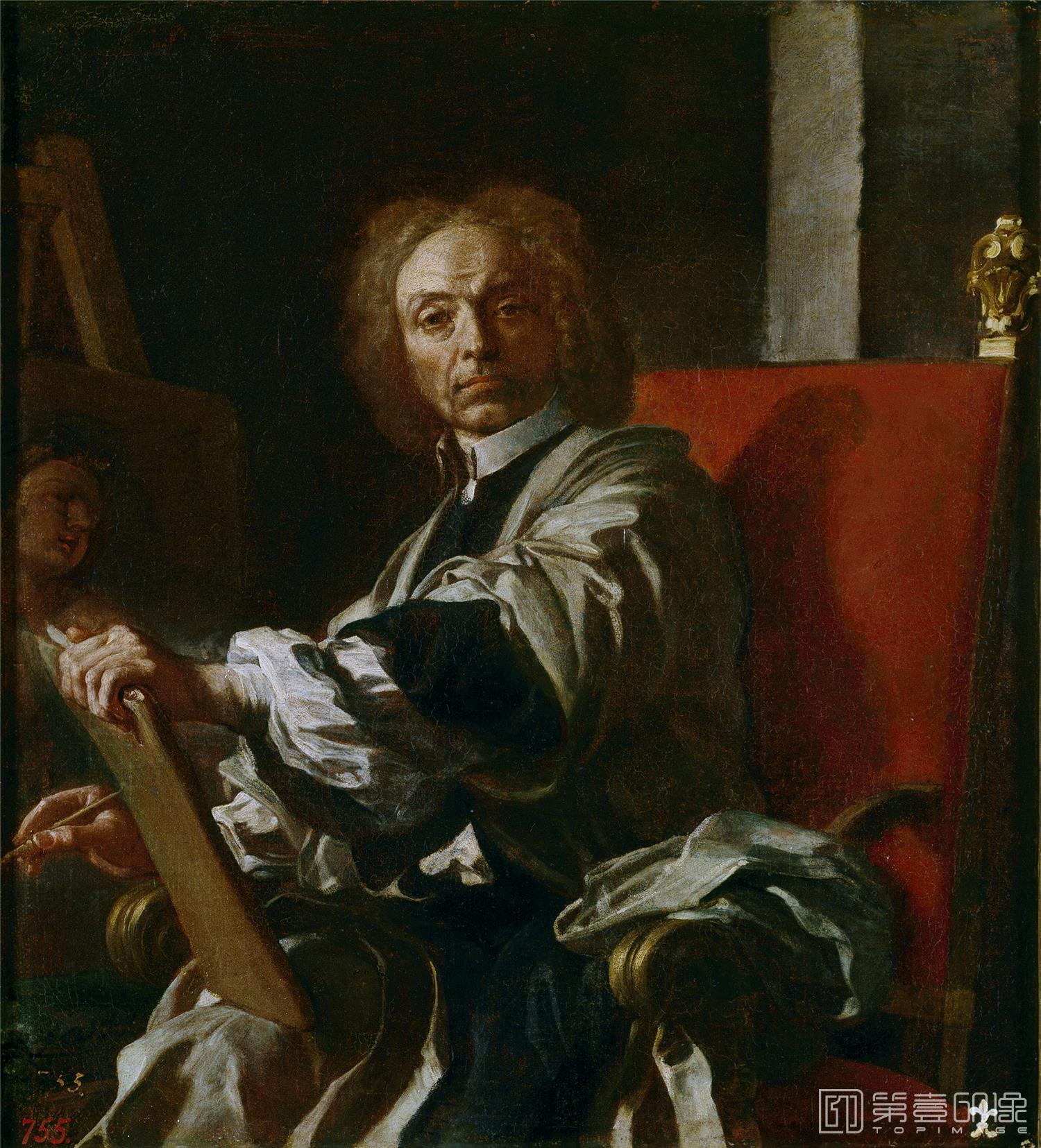 油画-西班牙普拉多美术馆油画藏画-Solimena, Francesco-Autorretrato-38cm x 34cm-2579